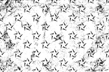 Grunge pattern with stars spin. Horizontal black and white backdrop.