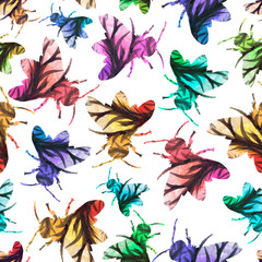 insects with colorful abstract tree texture on a white color