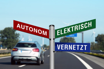 Auto der Zukunft, elektrisch, autonom, vernetzt,