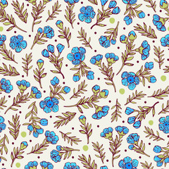 Seamless pattern with flowers. Vintage. Freehand drawing