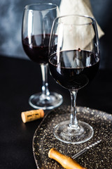 Wine glass and bottle