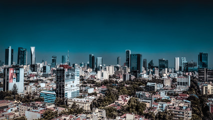 Fototapeta na wymiar Mexico City, Mexico Aerial Photo of Business Skyscrapers