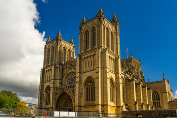 Fototapeta na wymiar Bristol cathedral, side view and main Facade