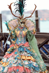 Carnival in Venice - magnificent female mask with deer antlers