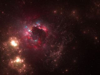 Starfield, stars and space dust scattered throughout the universe. Vast open interstellar space, cosmic abstract artwork. Glowing cloud nebula, interplanetary travel, astral artwork.