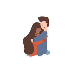 Vector flat African American hugs a guy students.