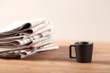 reading newspaper  with coffee