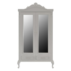 Double white wardrobe with mirrors on a white background 3d