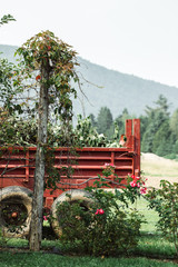 Red Truck Parked In a Field
