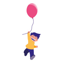 smiling boy holding balloon