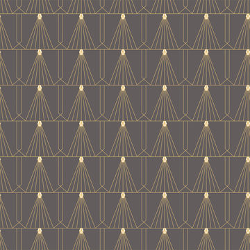 Gold On Grey Hexagon Fan Graphic Patterm