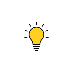 Light Bulb line icon vector, isolated on white background. Idea sign, solution, thinking concept. Lighting Electric lamp. Electricity, shine.