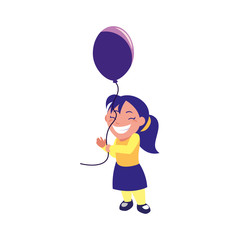 happy girl holding balloon