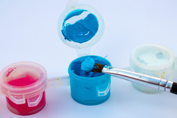 Paint Bucket With Brush isolated on White