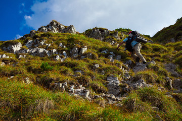 Mountain landscape hiker photographer