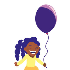 happy girl holding balloon
