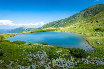 Naklejka na ściany i meble Beautiful lake landscape in Romania