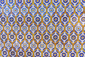 Typical Portuguese decorations with colored ceramic tiles - frontal view.