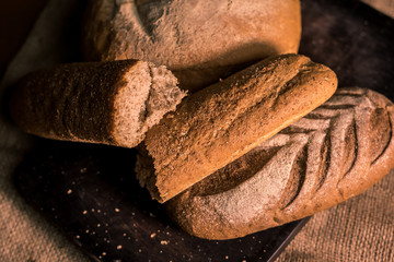 bread dark taste wooden bag cooking ingredients taste flavor