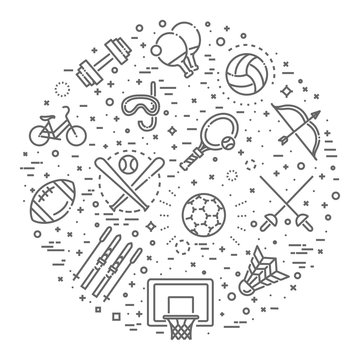 sport vector outline symbols. Concept illustration