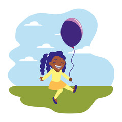 happy girl holding balloon