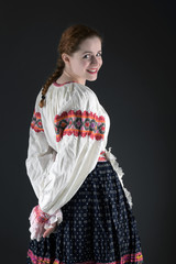 Slovak folklore woman. Folklore dancer.