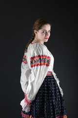 Slovak folklore woman. Folklore dancer.