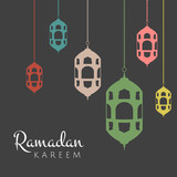 Ramadan Kareem background with hanging lanterns