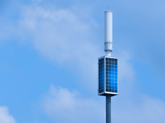 solar battery towers in the blue sky