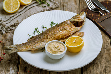 Fried sea bass