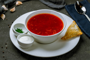 Borscht with sour cream