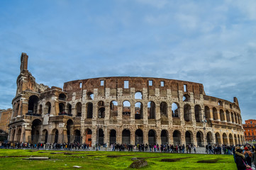 Naklejka na ściany i meble old and historic Colosseum in Rome, Italy