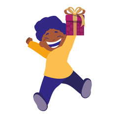 happy boy with gift box celebration