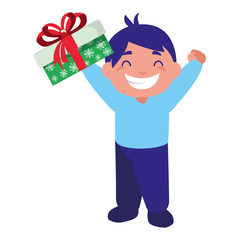 happy boy with gift box celebration
