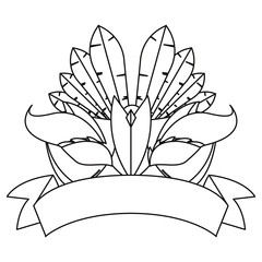 carnival mask ribbon on white background