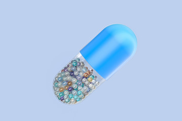 capsules with spheres, 3d rendering