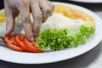 pepper, recipe, breakfast, background, morning, food, plate, tomato, dinner, omelet, menu, homemade, lunch, cooking, delicious, dish, natural, garnish, egg, vegetable, appetizer, red, frittata, scramb