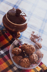 Oatmeal cookies with chocolate chips on the table