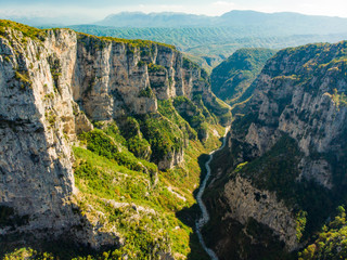 Fototapeta na wymiar Vikos Gorge, a gorge in the Pindus Mountains of northern Greece, lying on the southern slopes of Mount Tymfi, one of the deepest gorges in the world.