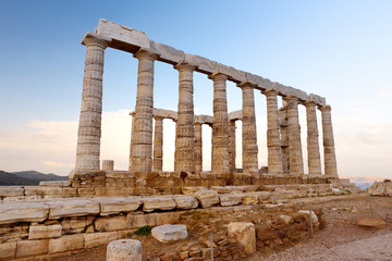 Fototapeta premium The Ancient Greek temple of Poseidon at Cape Sounion, one of the major monuments of the Golden Age of Athens.