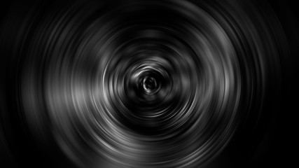 3D Rendering of abstract circular waves motion in black and white color. For product background, spinning wheel, rotating object concept.
