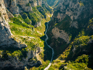 Vikos Gorge, a gorge in the Pindus Mountains of northern Greece, lying on the southern slopes of Mount Tymfi, one of the deepest gorges in the world.