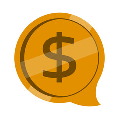 Dollar coin in a bubble chat. Vector illustration design