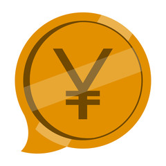 Yuan coin in a bubble chat. Vector illustration design