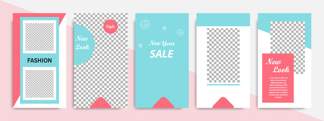 Modern minimal square shape template in pink, blue, turquoise, red and white color with frame. Corporate advertising template for social media stories, story, business banner, flyer, and brochure.
