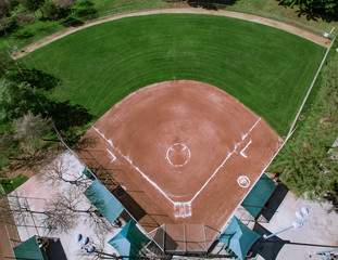 An empty little league baseball diamond
