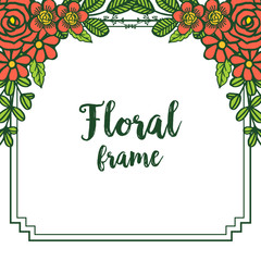 Vector illustration leaf floral frame with white background