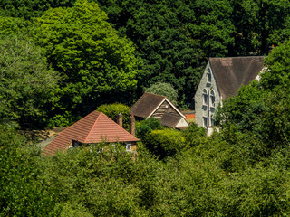 aerial view of english suburbs birmingham west mdlands uk