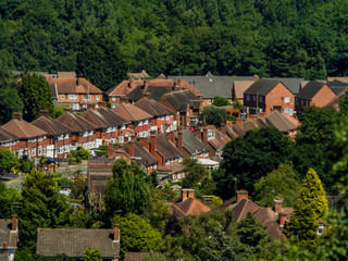 aerial view of english suburbs birmingham west mdlands uk