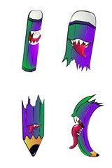 Pencil Monster set characters